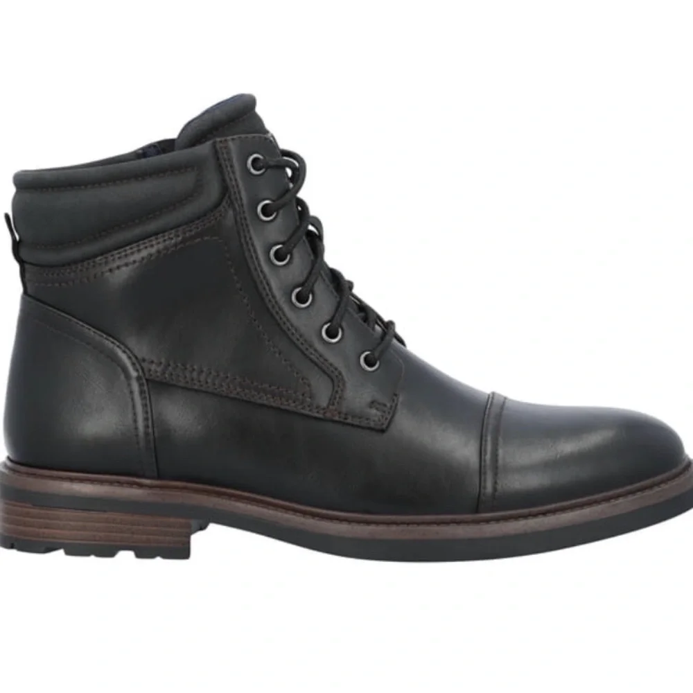 GEORGE Mens Ankle Boots Size 9 Side  Zip Lace Up Comfort Insole Black